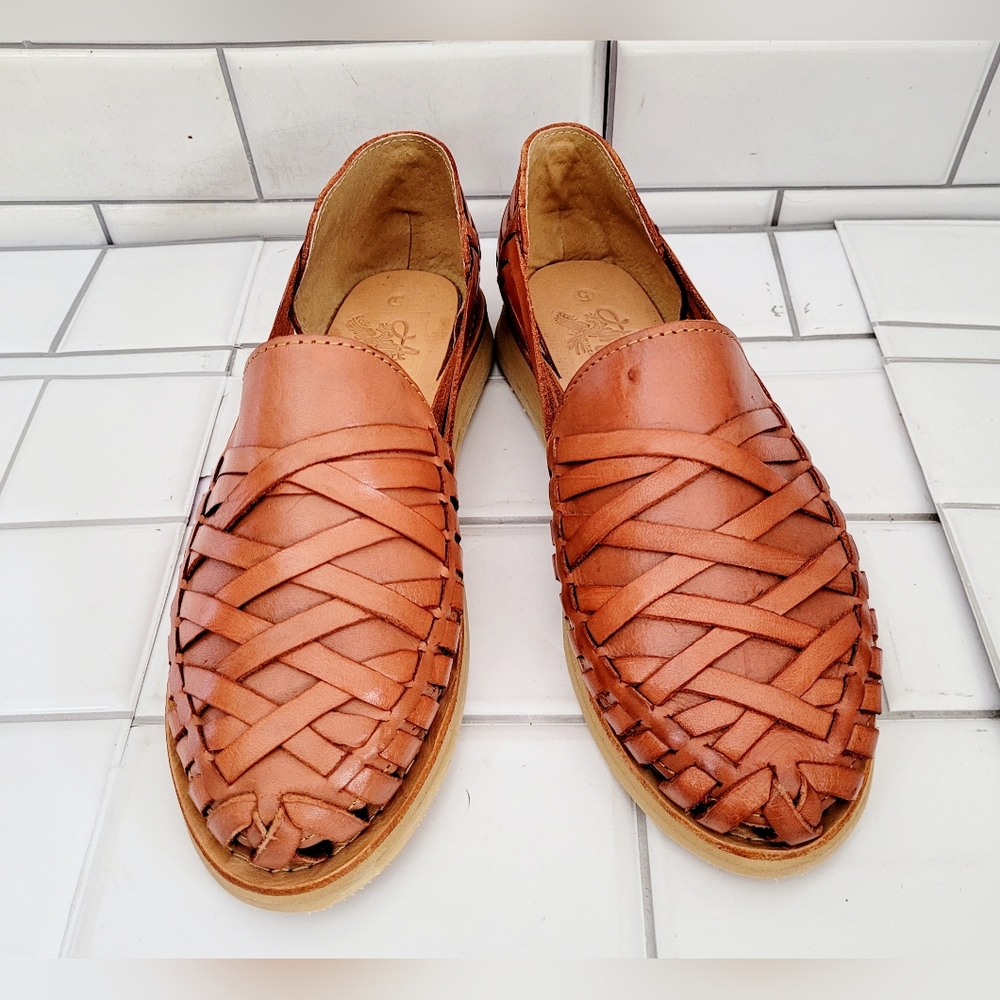 Artesanias Camila Huarache Style Leather Slip On Shoe Color CognacSize  Shoe Sa